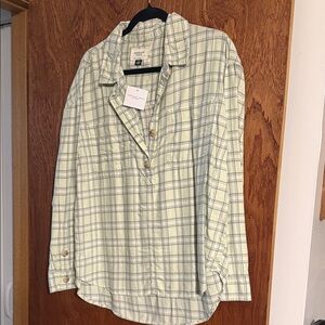 American Eagle Outfitters Light Green Plaid Shirt